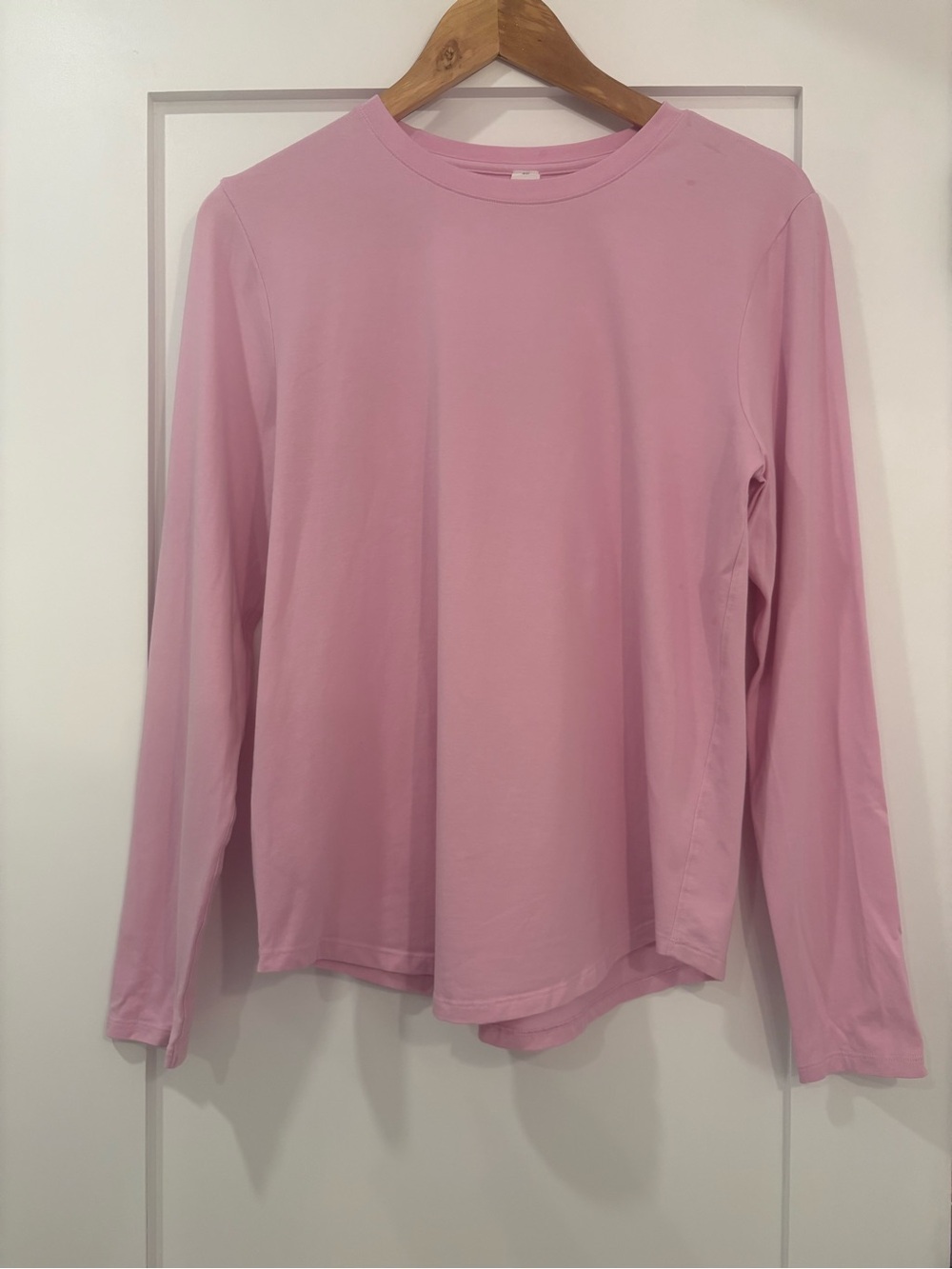 LULULEMON Love Long Sleeve Shirt Pink Size 8 Pima Cotton Crewneck Top